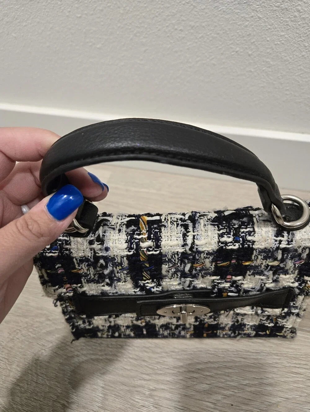 Madden NYC Navy & White plaid Handbag